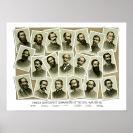 Confederale bevelhebbers van de burgeroorlog poster