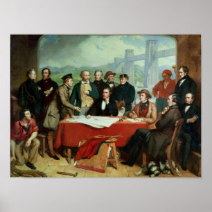 Conferentie van ingenieurs bij de Brug van Britann Poster