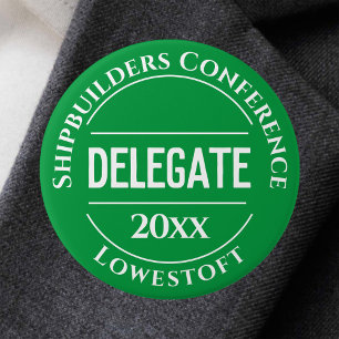 Conferentiedelegatienbadge knop ronde button 7,6 cm