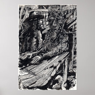 "Confess!", india inkttekening Poster