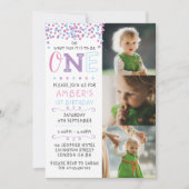 Confetti 1er Invitation d'anniversaire (Devant)