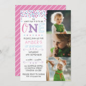 Confetti 1er Invitation d'anniversaire (Devant / Derrière)