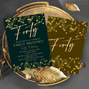 Confetti 40e anniversaire Forty Gold Invitation