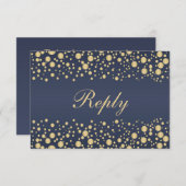 Confetti à effet doré sur invitation RSVP bleu (Devant / Derrière)
