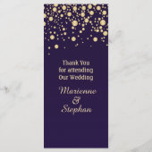 Confetti à effet doré sur violet Carte Menu (Dos)