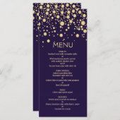 Confetti à effet doré sur violet Carte Menu (Devant / Derrière)