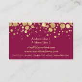 Confetti à huile d'or sur le Carte de visite du vi (Dos)