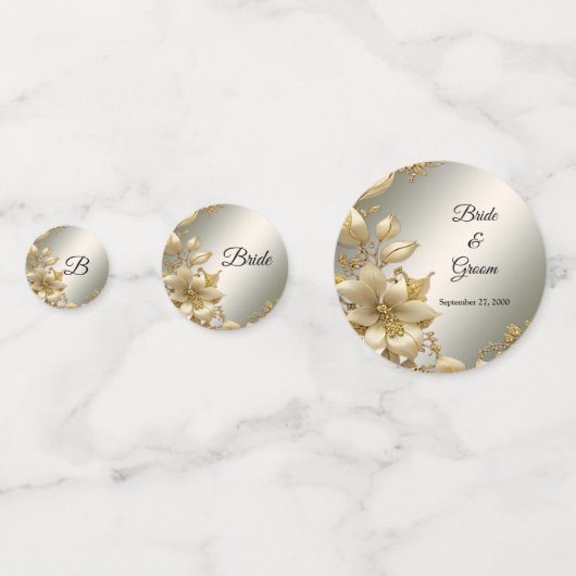 Confetti à la Table Florale Dorée (Devant)