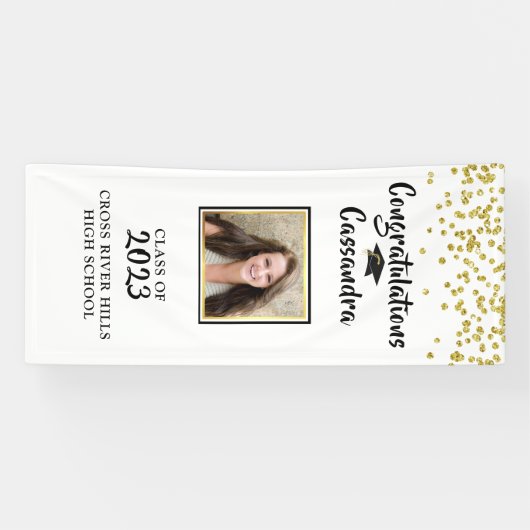 Confetti Afstuderen voor penseelfoto  Spandoek (Horizontaal)