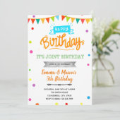 Confetti arc-en-ciel invitation conjointe annivers (Debout devant)