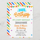 Confetti arc-en-ciel invitation conjointe annivers (Devant / Derrière)