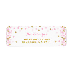 Confetti Baby shower retouradres labels Gold