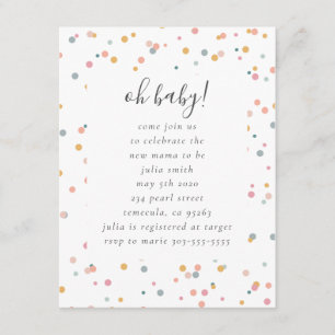 Confetti Baby shower Uitnodiging Informatiekaartje