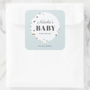 Confetti ballon baby shower gunst vierkante sticker
