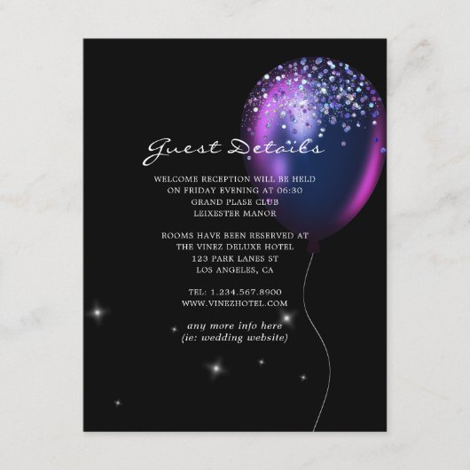 Confetti Ballon Weddenschap Details Informatiekaartje (Voorkant)