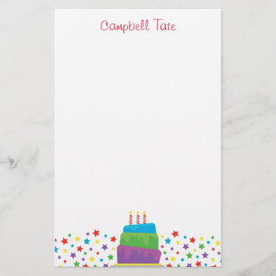 Confetti Birthday Cake Personalized Stationery Briefpapier