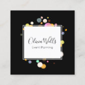 Confetti Black Square Visitekaartje Event Planner (Voorkant)