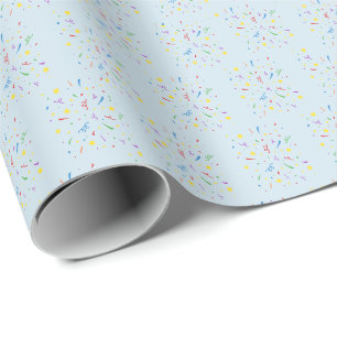 Confetti Blauwe 1e Verjaardag Cadeaupapier