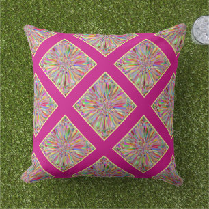 Confetti Bloem Zomer Roze & Geel Quilt Plaid Buitenkussen