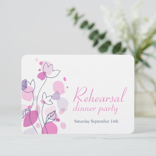 Confetti bloemblaadjes blauw roze repetitie nodig kaart (Staand voorkant)