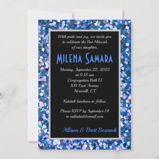 Confetti Blue Invitation Kaart (Voorkant)