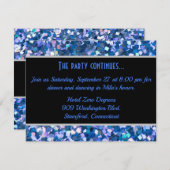 Confetti Blue Party Kaart (Voorkant / Achterkant)