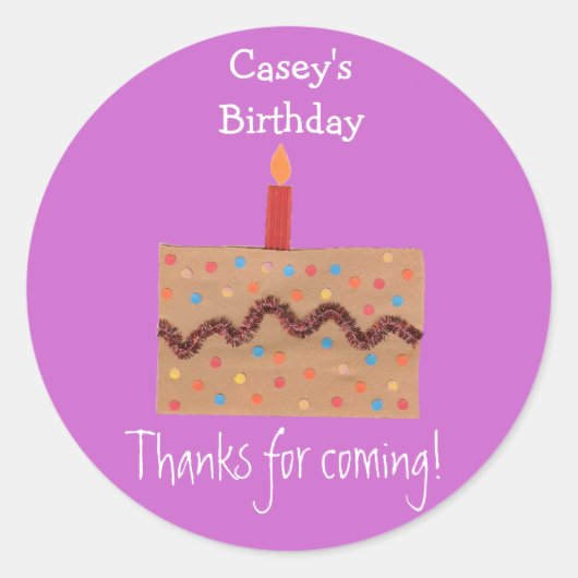 Confetti cake verjaardagsgunst label - roze (Voorkant)