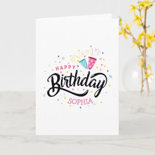 Confetti Carte d'anniversaire personnalisée (Fleur jaune)