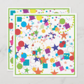 Confetti Celebration Birthday Party Invitation Kaart (Voorkant / Achterkant)