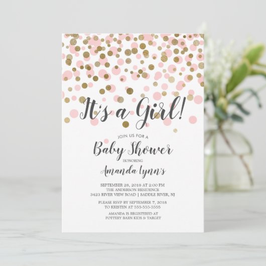 Confetti C'est une fille Baby shower Invitation (Debout devant)