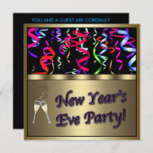 Confetti Champagne Invitation de la Soirée du Nouv (Devant / Derrière)