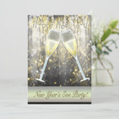 Confetti Champagne Nouvel An Soirée Invitations (Debout devant)