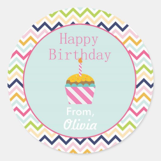 Confetti Chevron Persoonlijke Stickers op de verja (Voorkant)