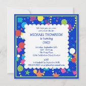 Confetti Circus 1er Anniversaire Invitation (Dos)