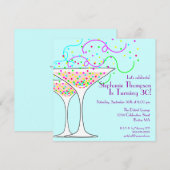 Confetti Cocktail Birthday Party Invitation Kaart (Voorkant / Achterkant)
