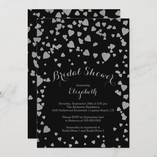Confetti Coeurs Moderne Invitation à la douche nup (Devant / Derrière)