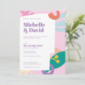 Confetti Collage flat bruiloft Kaart (Staand voorkant)