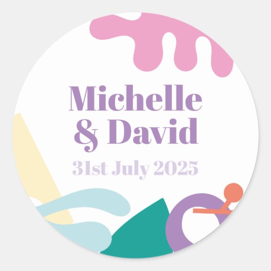 Confetti Collage klassieke ronde sticker (Voorkant)