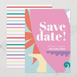 Confetti Collage vlak Sla de datumkaart op Save The Date