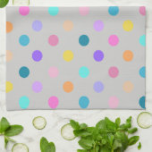 confetti coloré gris serviette de cuisine pois (Plié)