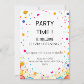 Confetti coloré modifiable Invitation Anniversaire (Devant)