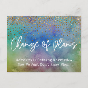 Confetti Colour Change of Plans Postponed Wedding Briefkaart