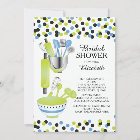 Confetti Cuisine moderne Invitations de douche nup (Devant)