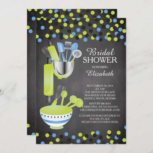 Confetti Cuisine moderne Invitations de douche nup (Devant / Derrière)