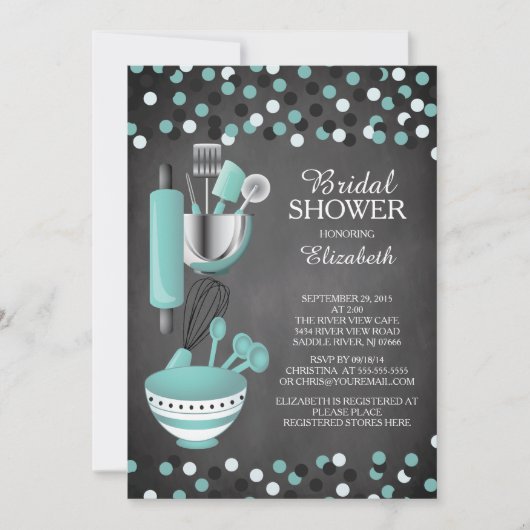 Confetti Cuisine moderne Invitations de douche nup (Devant)