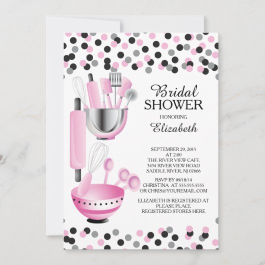 Confetti Cuisine moderne Invitations de douche nup (Devant)