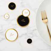 Confetti de table blanche en or noir (Groupe)