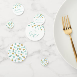 Confetti de table de Baby shower de menthe et d'or
