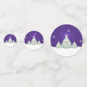 Confetti de table de sapin de Noël pourpre et neig (Devant)