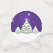 Confetti de table de sapin de Noël pourpre et neig (Petit recto)